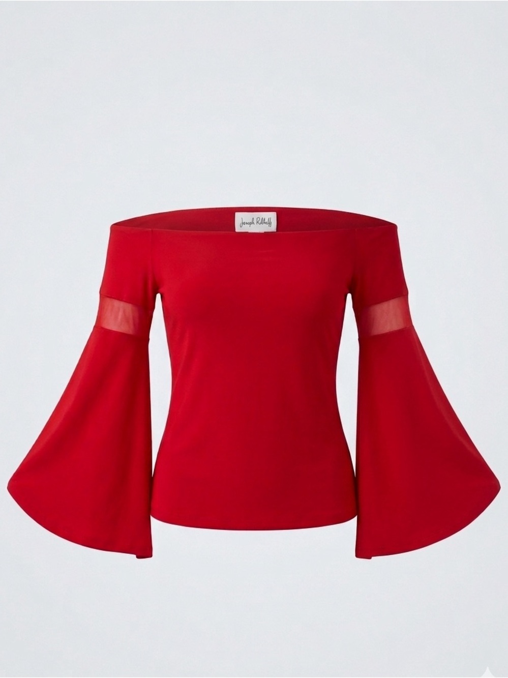 Joseph Ribkoff Lipstick Red Off-The-Shoulder Flare Bell Sleeve Top - Size 4